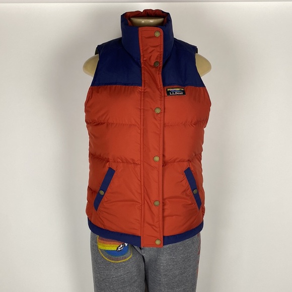 L.L. Bean Jackets & Blazers - LL Bean Mountain Classic Down Puffer Vest Downtek Full Zip Size XXS Orange Blue.
